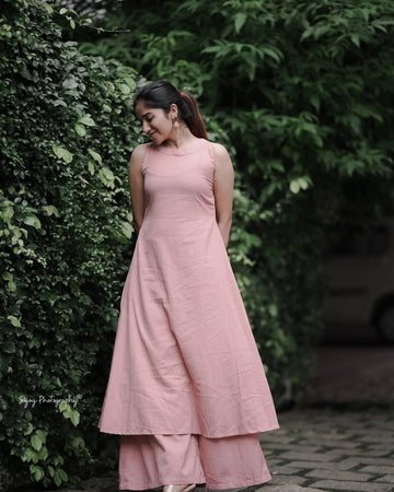 Elegant Blush Pink Sleeveless Co-ord set