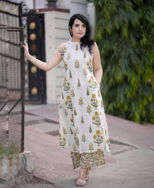 Yellow Tilak Print Co-ord set