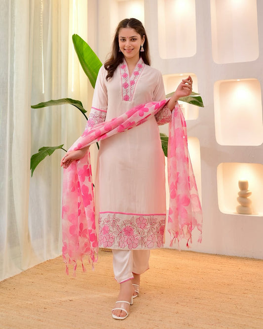 Pastel shade blush pink suit set